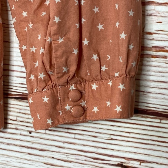 Madewell Wrap Top in Coral Star Scatter Sz L - Picture 15 of 15